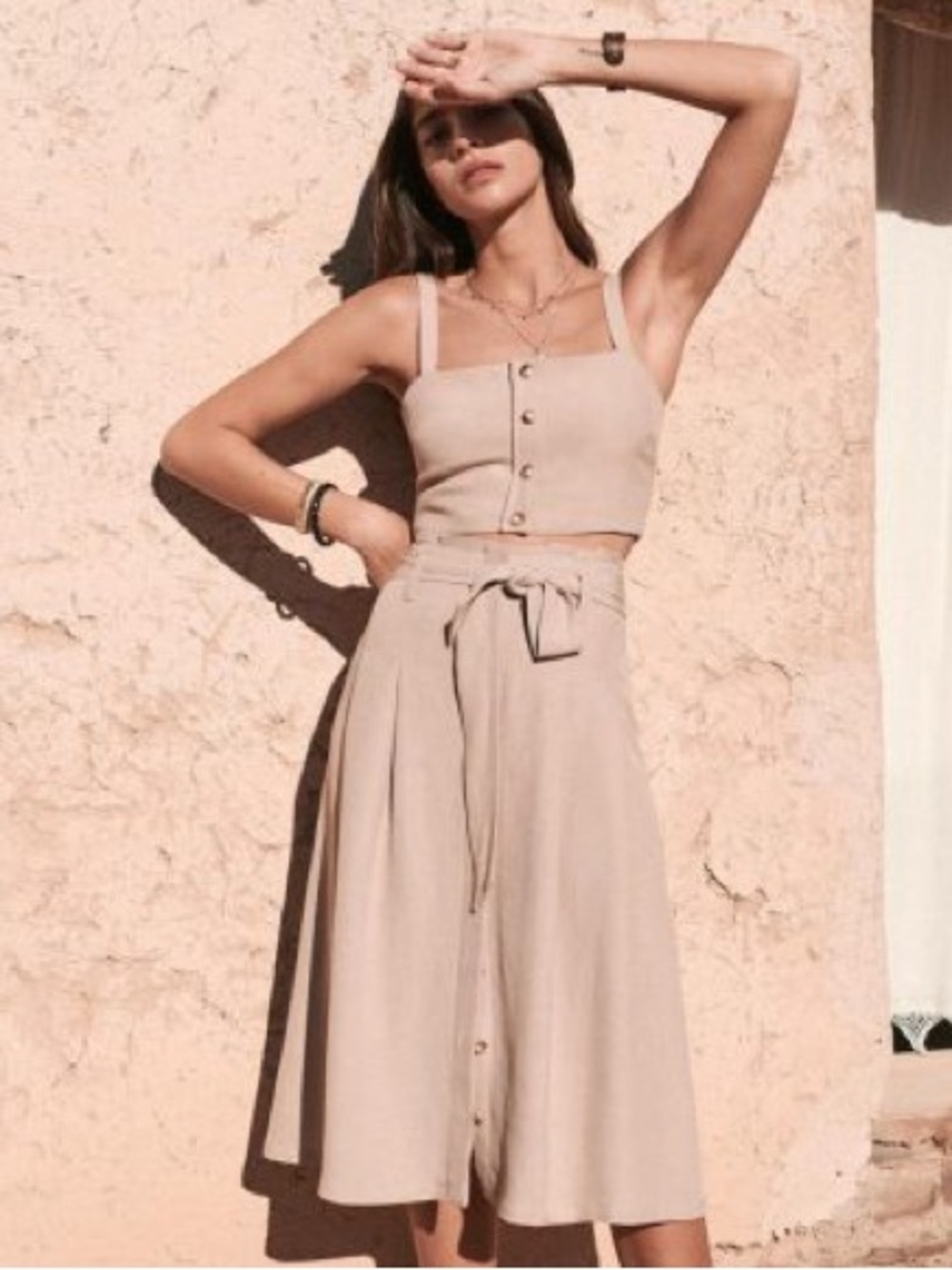 Sezane Baptista Crop Beige Tank Top sz FR 36 US 4